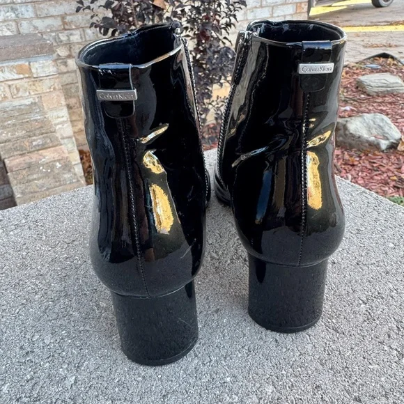 Calvin Klein Shiny Black Ankle Booties - Picture 7 of 8